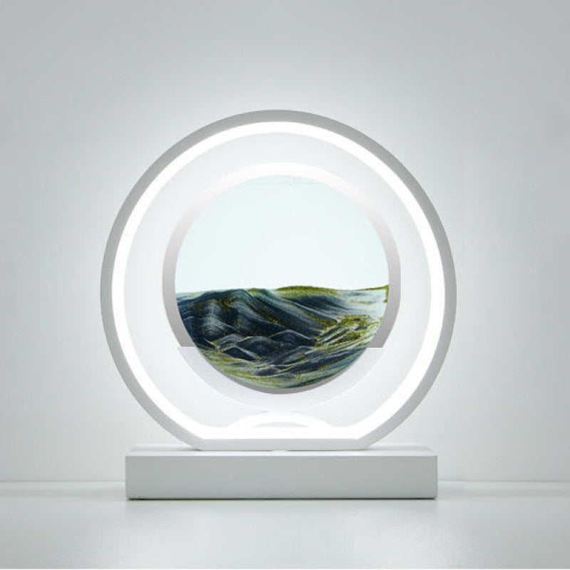 Round Table Lamp With Moving Art Sand